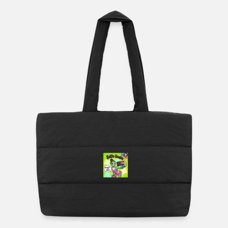 Selfie Zombie Neon Cheerleader - Puffer Shopping Bag - black