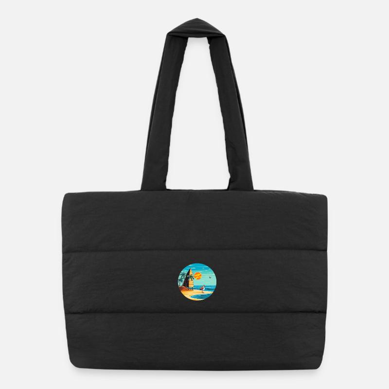 Tropical Beach Dream Palm Trees & Sun Puffer Shopping Bag