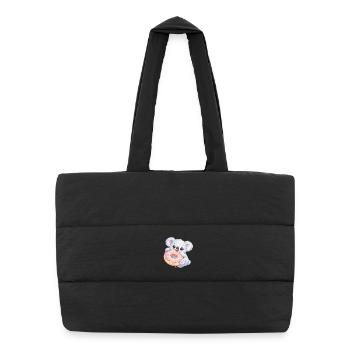 Kuschelkoala mit Donut - Puffer-Einkaufstasche - Schwarz - Vorne