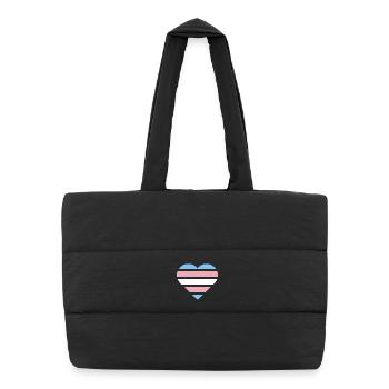 Pride Flag Heart · Transgender - Puffer-Einkaufstasche - Schwarz - Vorne