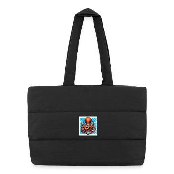 Un Poulpe embrasse une Ancre - Sac shopping matelassé - noir - Devant