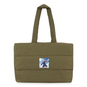 Schoolgirl in blue sky - Puffer Shopping Bag - safari green - Front