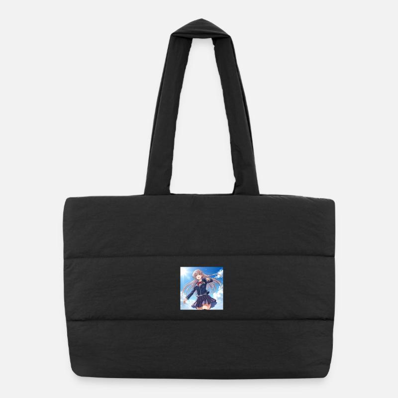 Schoolgirl in blue sky Puffer Shopping Bag