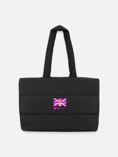 PURPLEWHIPPET (Texte rose, Vibrant) - Sac shopping matelassé - noir