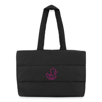 Motif Pixel Duck Rose - Sac shopping matelassé - noir - Devant