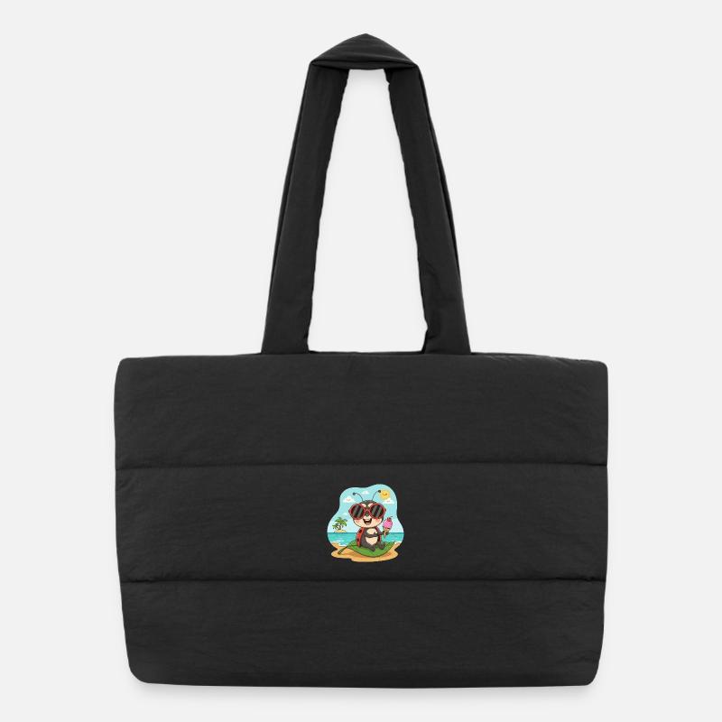 Scarabée de rivage avec glace et lunettes de soleil Sac shopping matelassé