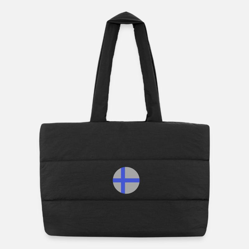 Drapeau rond finlandais Sac shopping matelassé