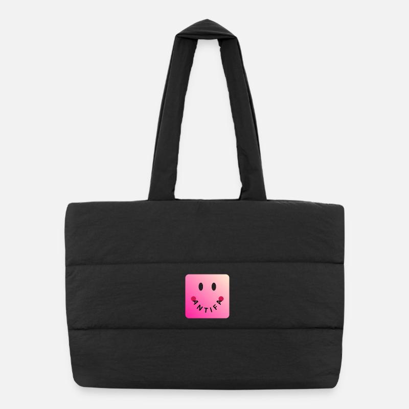 Friendly Antifa Pink | Faute de frappe de Gradient Smile Sac shopping matelassé