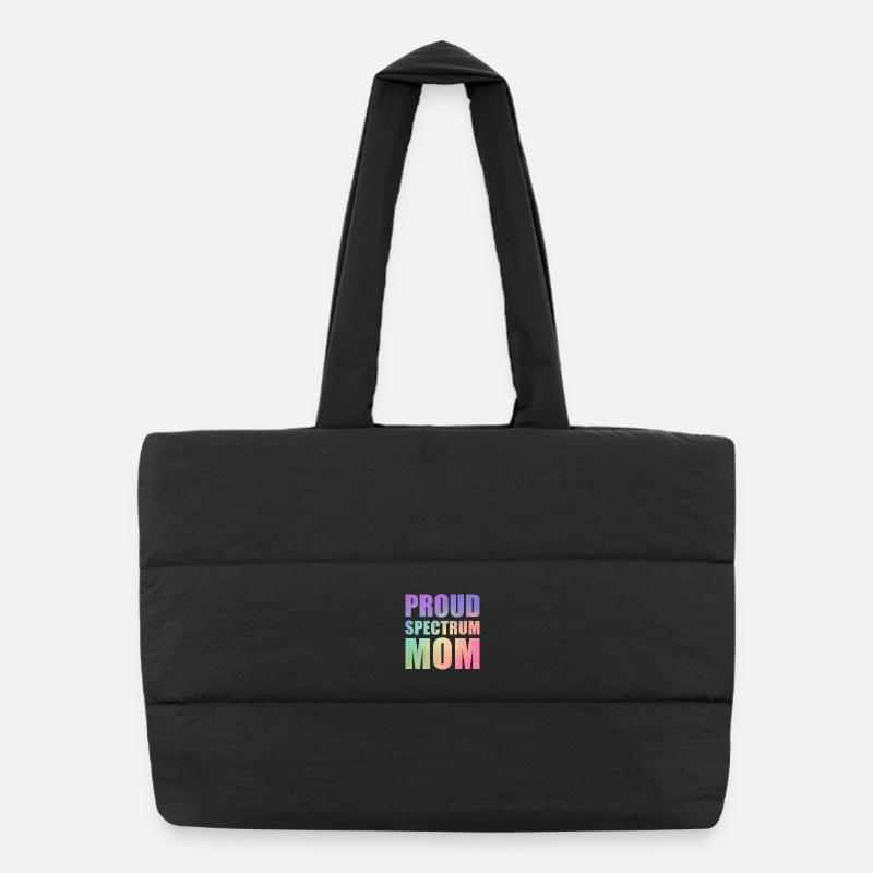 Proud Spectrum Mom - Puffer Shopping Bag - black