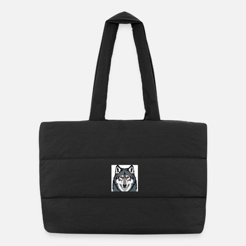 Portrait illustratif du loup Sac shopping matelassé