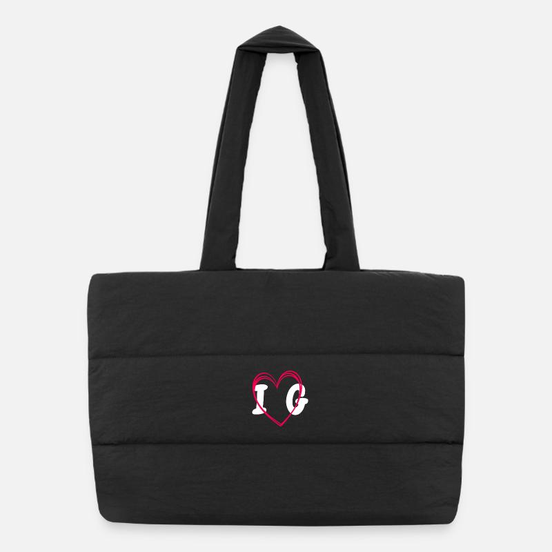 I love Gaurin buste - Sac shopping matelassé - noir