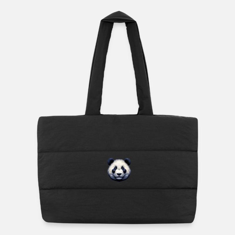 Panda - Puffer-Einkaufstasche - Schwarz