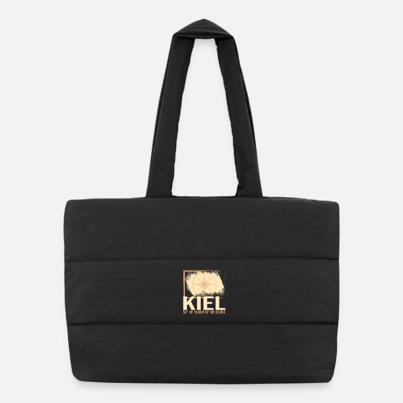 Kiel Koordinaten - Puffer-Einkaufstasche - Schwarz