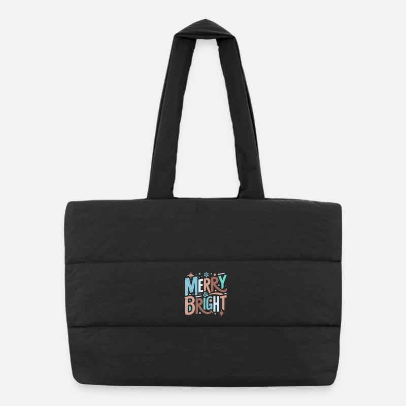 Typographie festive joyeuse et lumineuse Sac shopping matelassé