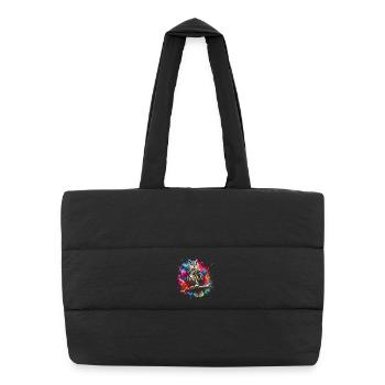 Colorful owl with cool color splashes - Puffer Shopping Bag - black - Front