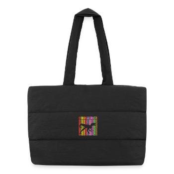 Silhouette de dinosaure avec détails de couleur - Sac shopping matelassé - noir - Devant