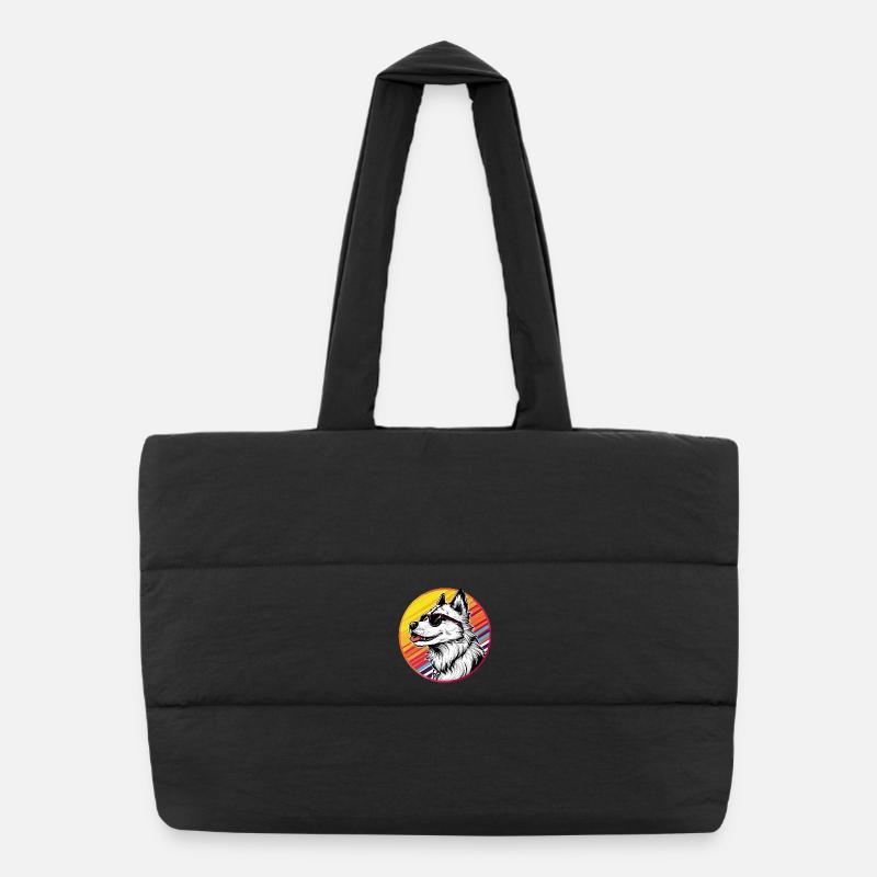 Casual husky with sunglasses Puffer Shopping Bag