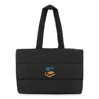 Schlitten mit Schneeflocken Cartoon - Puffer-Einkaufstasche - Schwarz - Vorne