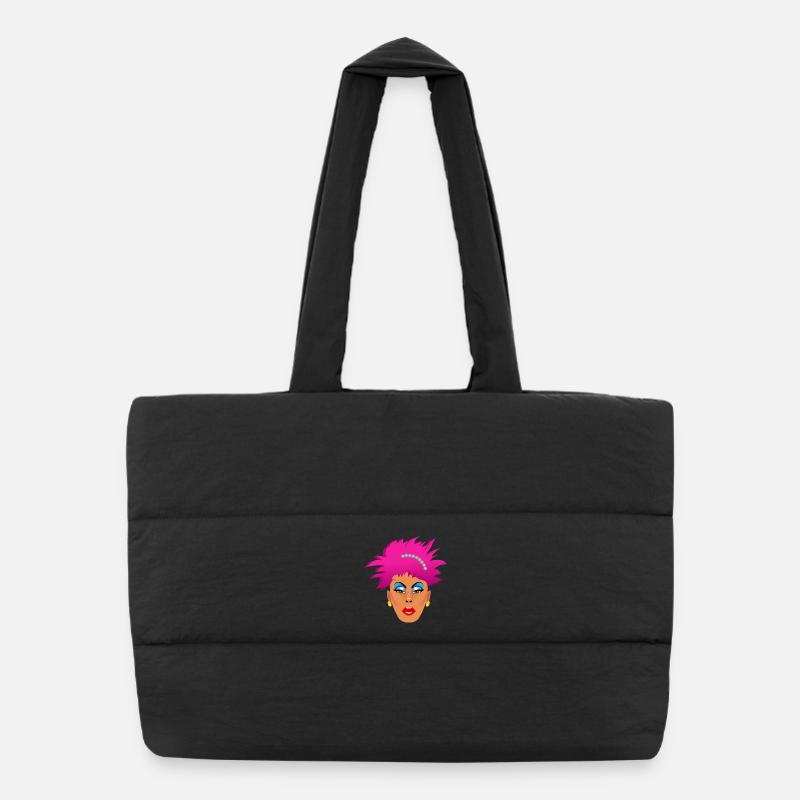 Drag Queen rose - Sac shopping matelassé - noir