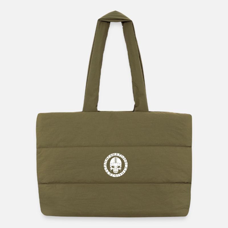 Crâne blanc et runes vikings Sac shopping matelassé