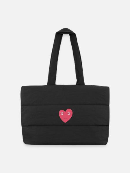 Heart Eyes - Puffer Shopping Bag - black