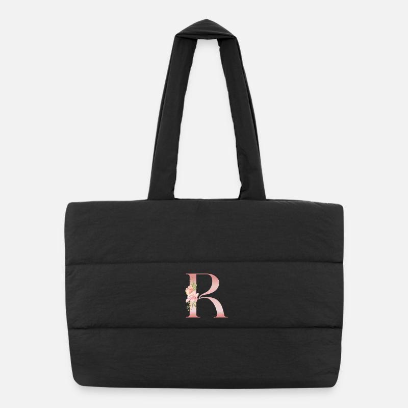 B Floral Gradient - Floral art letter Puffer Shopping Bag