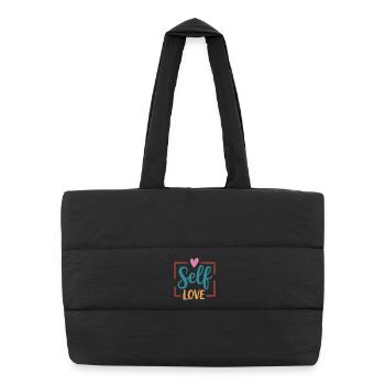 Self Love - Puffer Shopping Bag - black - Front
