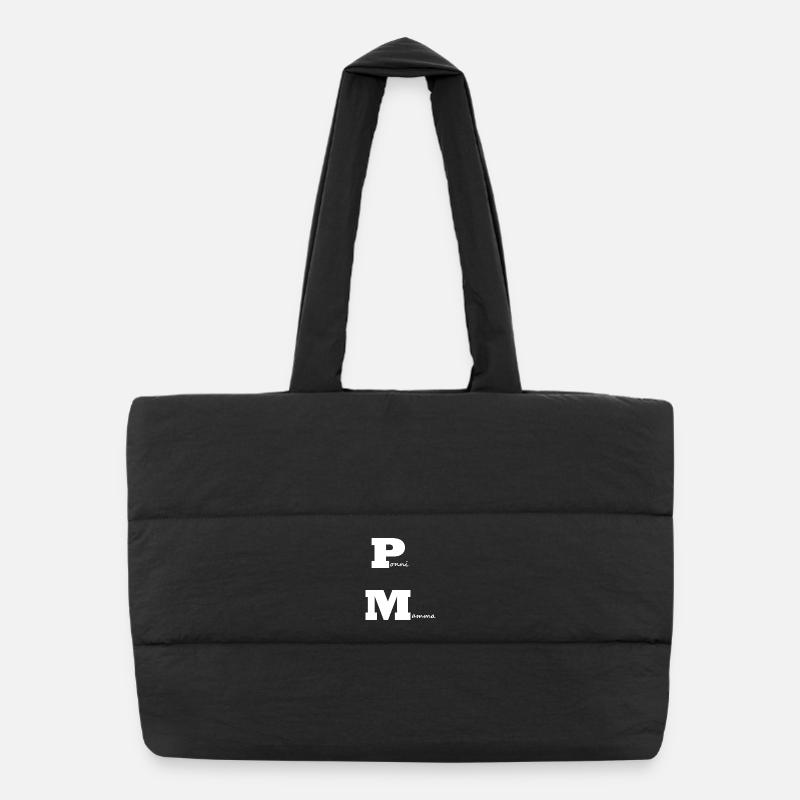 PonyMama weiß - Puffer-Einkaufstasche - Schwarz
