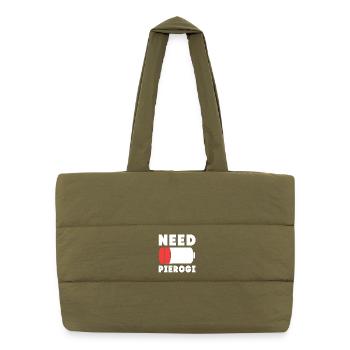 Poland Polish Pierogi - Puffer Shopping Bag - safari green - Front