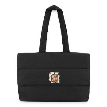 Chat au papillon - Sac shopping matelassé - noir - Devant