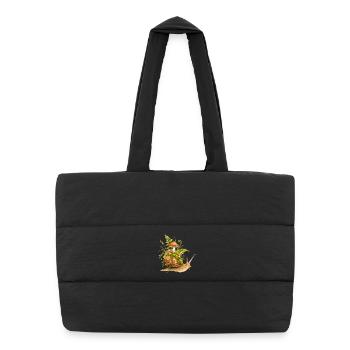 Illustration de la forêt d’escargot avec champignons - Sac shopping matelassé - noir - Devant