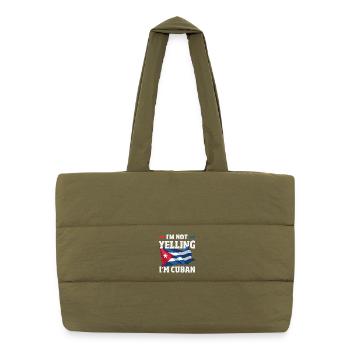 Cuba Pride & Home - Design du drapeau de Cuba - Sac shopping matelassé - safari green - Devant