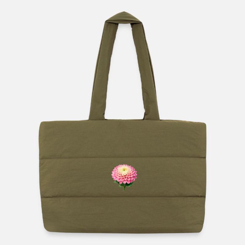 Rosa Chrysantheme-Blüte Puffer-Einkaufstasche