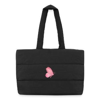 Pink Butterfly Wing Design - Puffer Shopping Bag - black - Front
