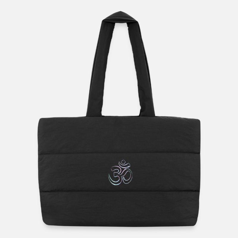 Le signe coloré du Karma Om - Sac shopping matelassé - noir