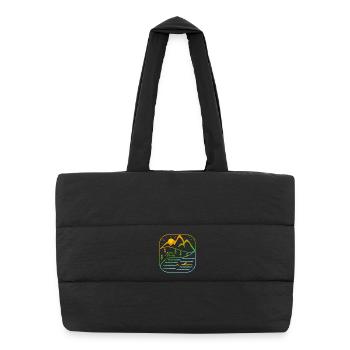 Kayak Outdoor Sport Rowing Paddling Canoe Design - Puffer Shopping Bag - black - Front