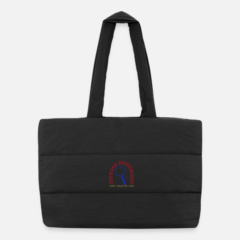Keyword Research Magnifying Glass Logo Puffer Shopping Bag