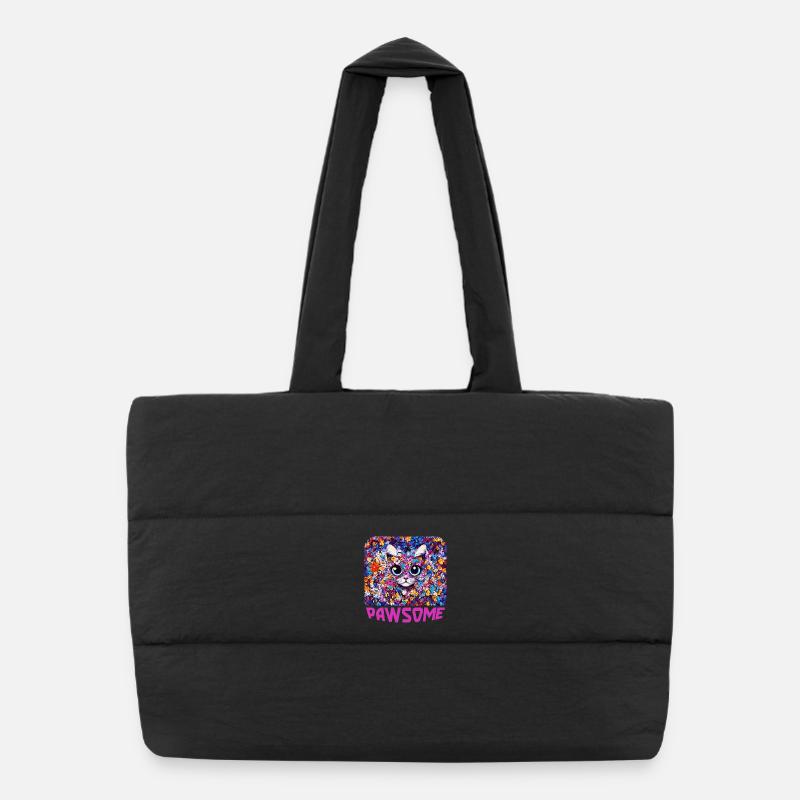 Pawsome - Chat en fleurs Sac shopping matelassé