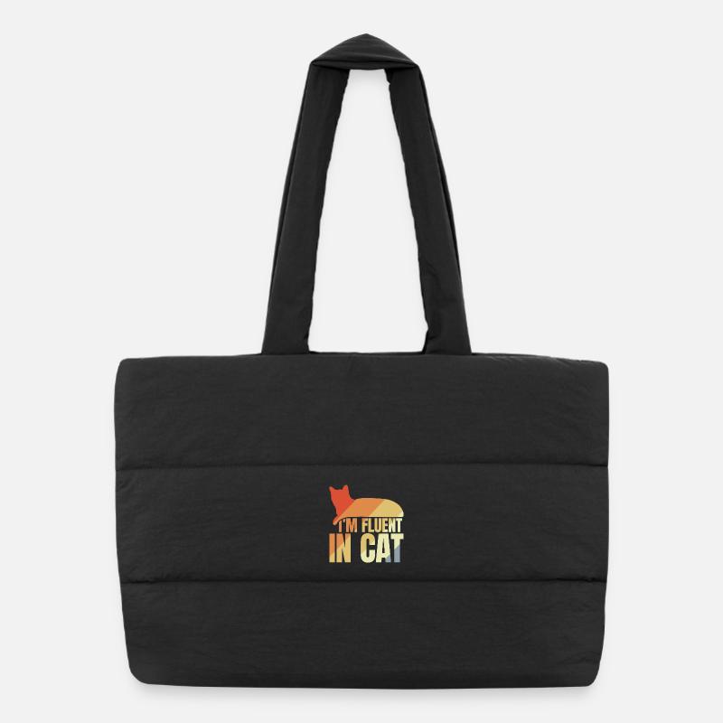 Je parle couramment le chat Sac shopping matelassé
