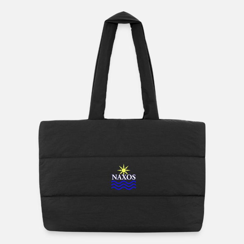 Naxos Sonne und Wellen Logo Design Puffer-Einkaufstasche