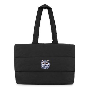 Eule - Puffer-Einkaufstasche - Schwarz - Vorne