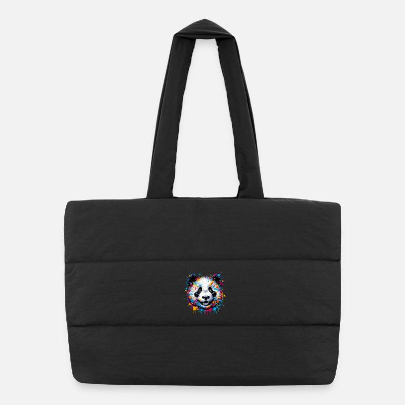 Panda - Puffer-Einkaufstasche - Schwarz