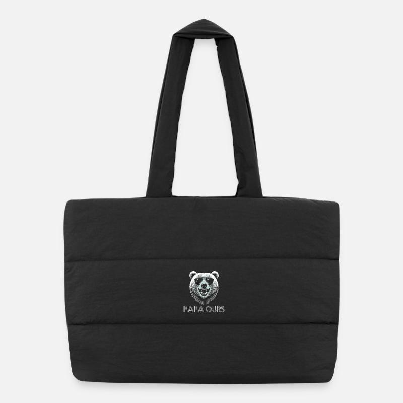 Tête ours cool avec lunettes de soleil. papa ours Sac shopping matelassé