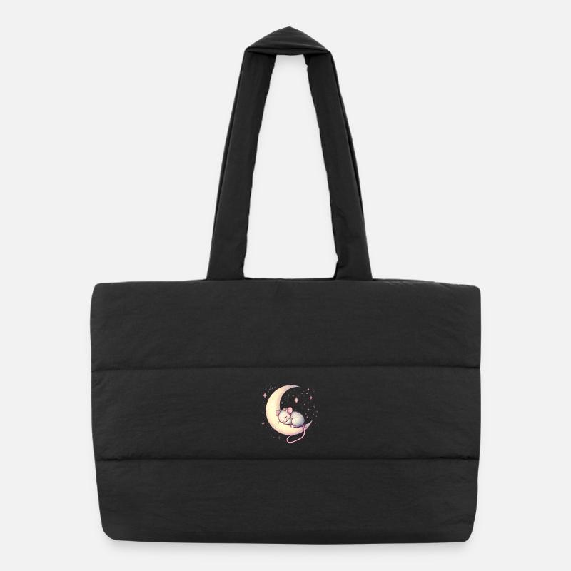 souris endormie paisiblement, sur un croissant de lune Sac shopping matelassé