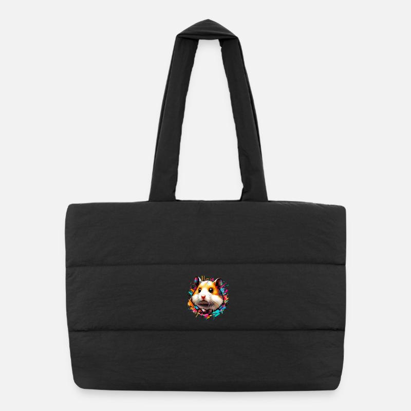 Hamster - Puffer-Einkaufstasche - Schwarz