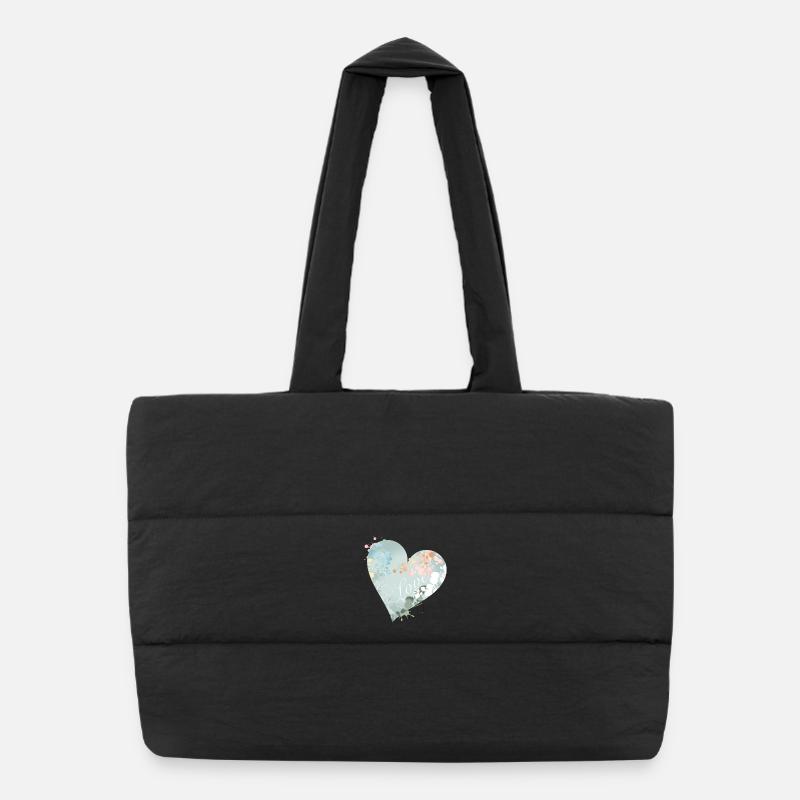 Motif cœur doux dans des tons pastel avec amour Sac shopping matelassé