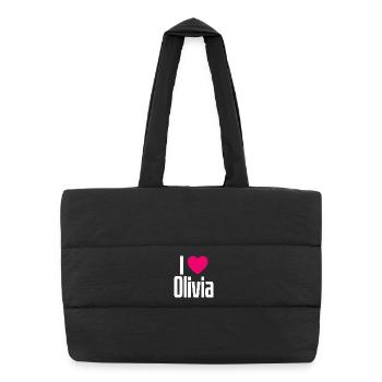 I Love Olivia Pink Heart I Love Olivia - Puffer Shopping Bag - black - Front