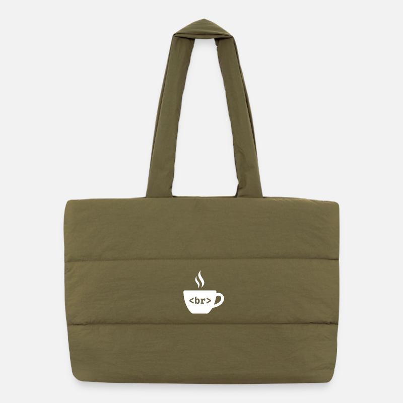 Pause café – Conception drôle de balise HTML Sac shopping matelassé