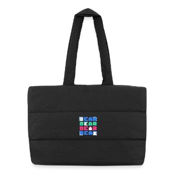 Pixelbären Blockkunst Retro - Puffer-Einkaufstasche - Schwarz - Vorne