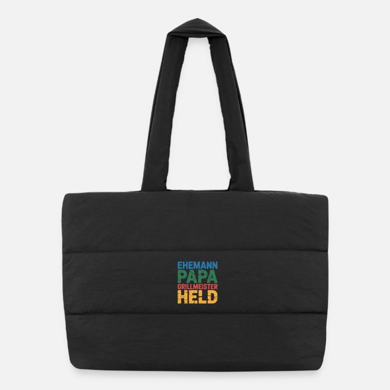 Dad Father Grill Master Hero Fun BBQ Puffer Shopping Bag